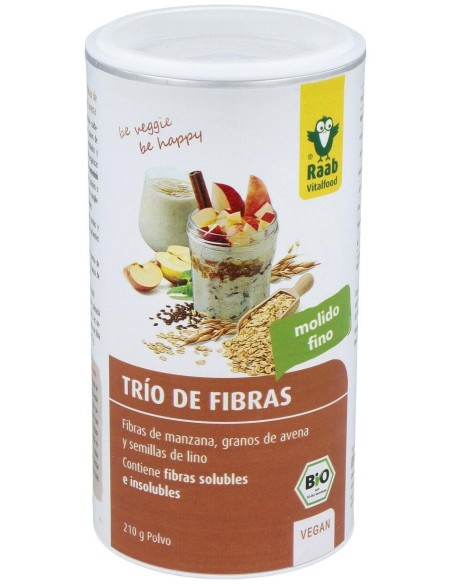 Raab Vitalfood Trio Fibras Manzana + Avena + Lino Bio Vegan 210G