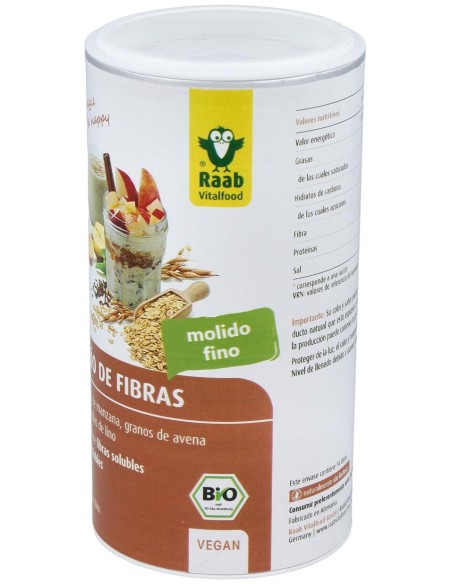 Raab Vitalfood Trio Fibras Manzana + Avena + Lino Bio Vegan 210G