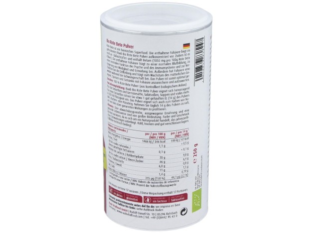 Remolacha Roja Polvo 250Gr. Bio