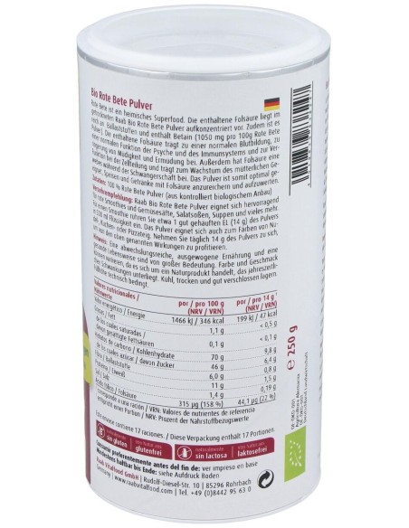 Remolacha Roja Polvo 250Gr. Bio