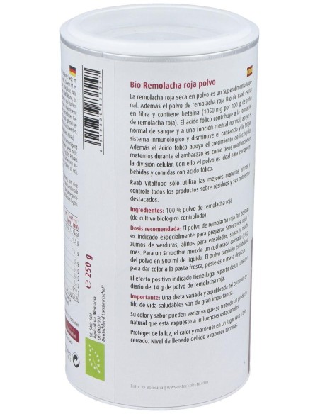 Remolacha Roja Polvo 250Gr. Bio