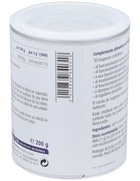 Citrato De Magnesio Polvo 200Gr.