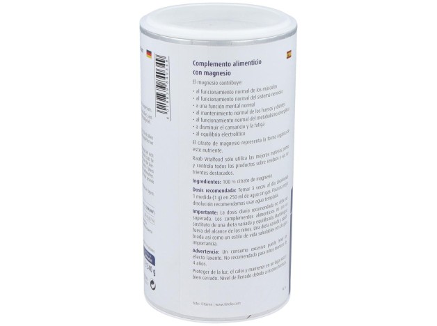 Raab Vitalfood Citrato De Magnesio Polvo 340G