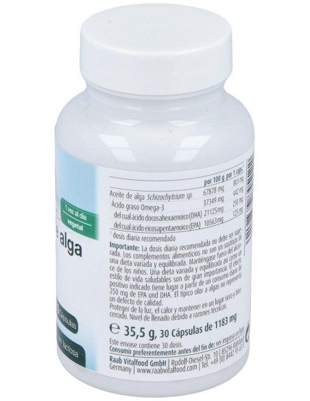Raab Vitalfood Aceite De Alga Omega 3 1183Mg 30Caps