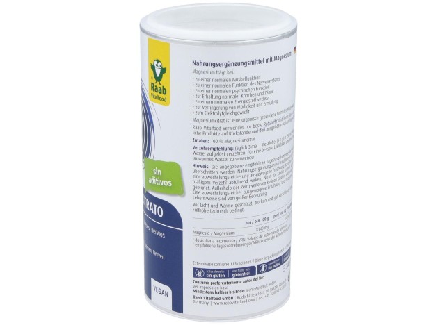 Raab Vitalfood Citrato De Magnesio Polvo 340G