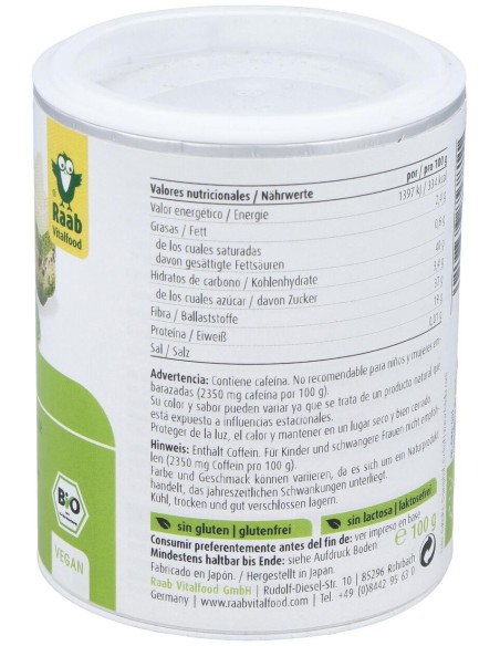 Raab Vitalfood Matcha Té Verde Basic Polvo 100G