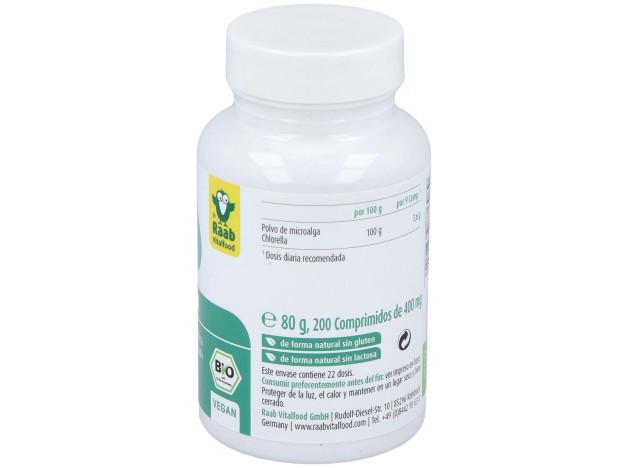 Raab Vitalfood Chlorella Ecológica 200 Comp