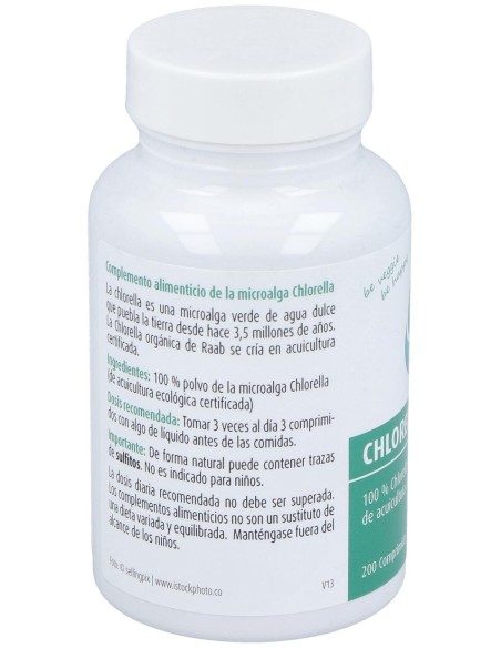 Raab Vitalfood Chlorella Ecológica 200 Comp