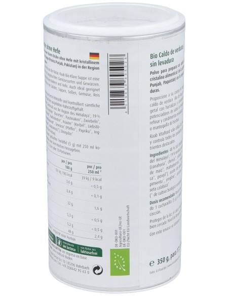 Raab Vitalfood Caldo De Verduras Sin Levadura Bote Bio 350G