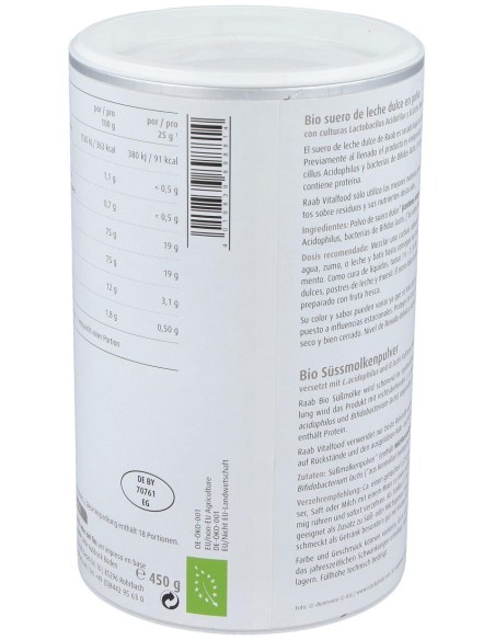 Raab Vitalfood Suero De Leche Dulce Natural Polvo 450G