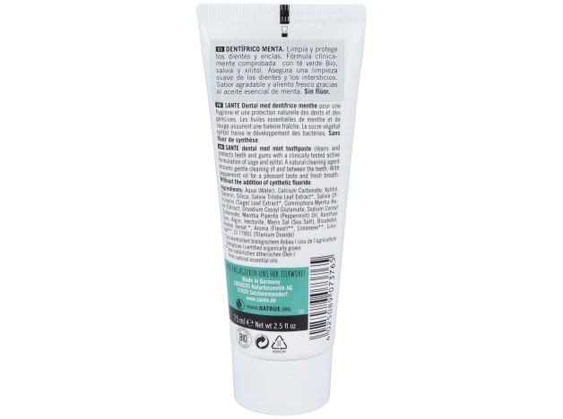 Sante Dentifrico Menta Sin Fluor 75Ml