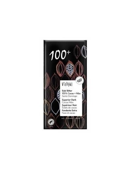 Chocolate Negro Superior 100% Nibs Cacao 80G Vegan