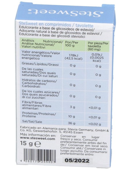Stevia 250Tabletas