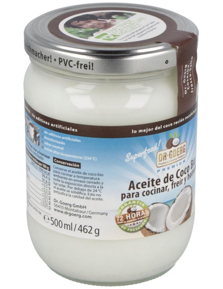 Aceite De Coco Premium Para Cocinar 500Ml. Bio