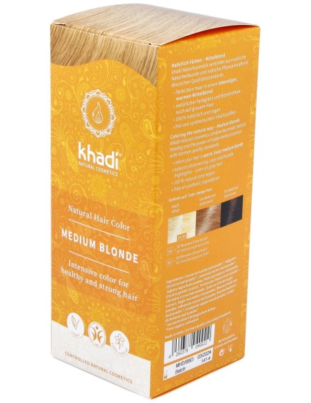Khadi Tinte Herbal Natural Vegano Khadi Rubio Medio 100G