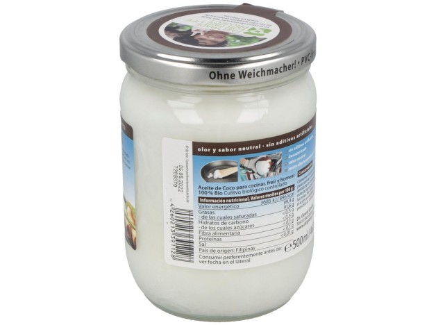 Aceite De Coco Premium Para Cocinar 500Ml. Bio