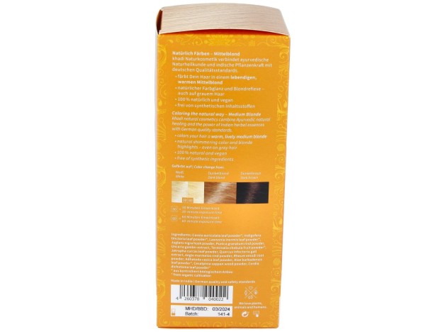 Khadi Tinte Herbal Natural Vegano Khadi Rubio...