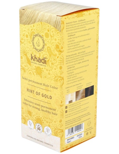 Khadi Hint Of Gold Tinte Rubio Dorado 100% Vegetal 100G