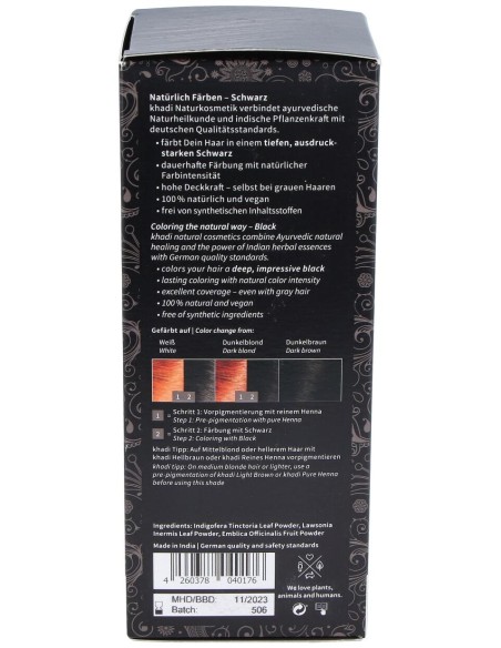 Khadi Tinte Negro Herbal 100% Vegetal 100G