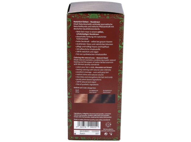 Khadi Tinte Castaño Avellana 100% Vegetal 100G