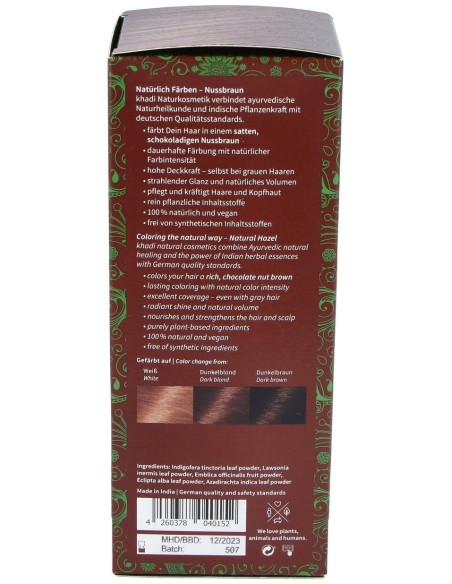 Khadi Tinte Castaño Avellana 100% Vegetal 100G