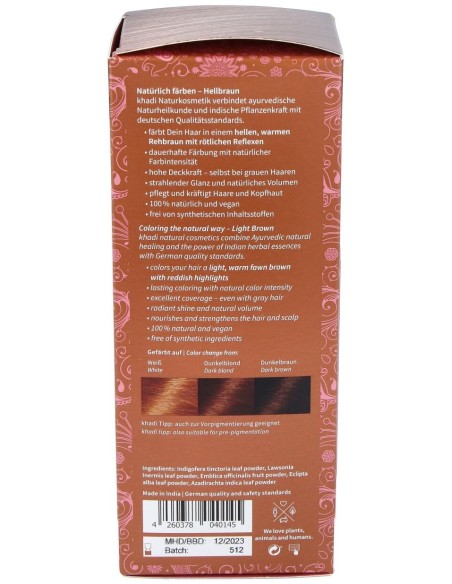 Khadi Tinte Castaño Claro 100% Vegetal 100G