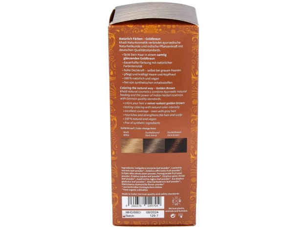 Khadi Tinte Castaño Dorado 100% Vegetal 100G