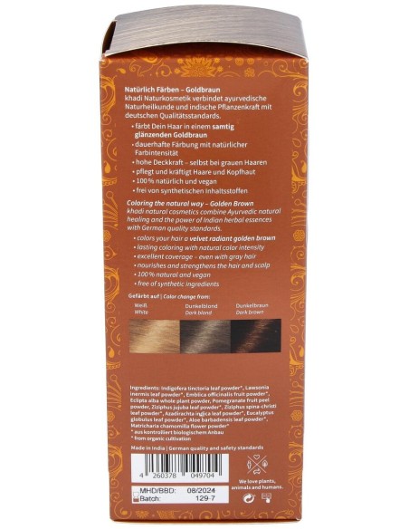 Khadi Tinte Castaño Dorado 100% Vegetal 100G