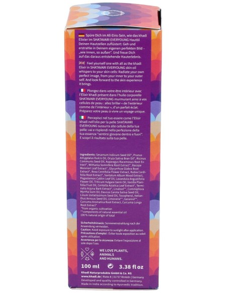 Khadi Aceite Elixir Ayurveda Anti Edad Shatavari 100Ml