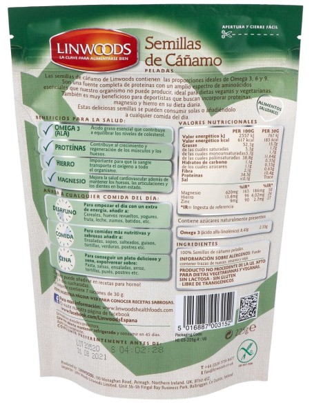 Semillas De Cañamo Peladas 225Gr.