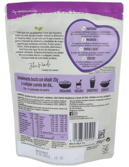 Linwoods Semillas Lino-Giras-Calab-Chia-Goji Molidas Bio 200G