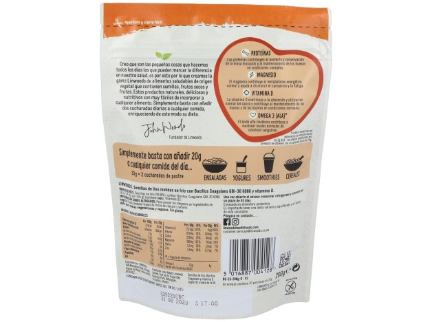 Semillas De Lino Molida Con Bacillus Y Vit D 200Gr