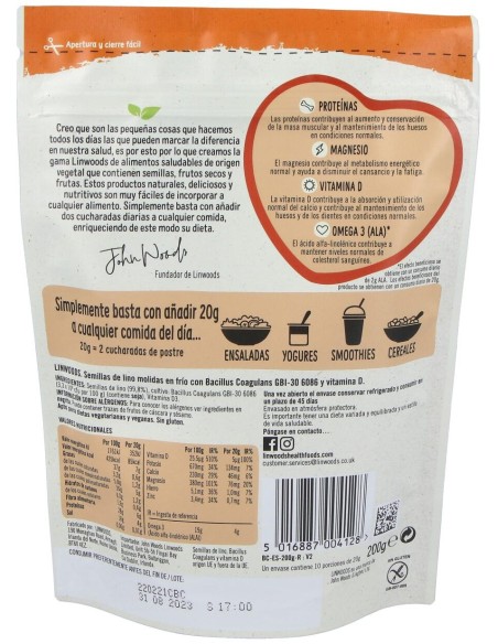 Semillas De Lino Molida Con Bacillus Y Vit D 200Gr