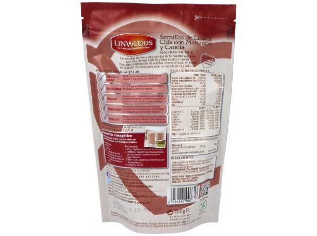 Semillas De Lino Con Chia, Manzana Canela 200G Bio