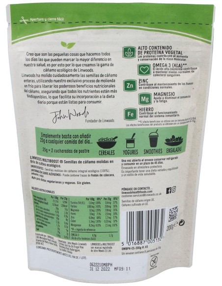 Semillas De Cañamo Molidas 200Gr. Bio