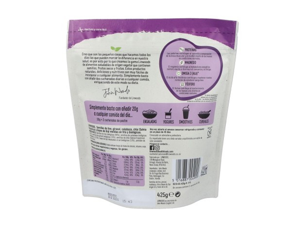 Semillas Lino Calabaza Girasol Chia Goji 425Gr.