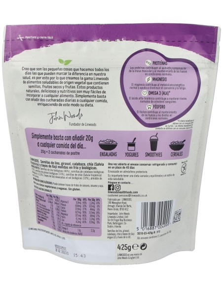Semillas Lino Calabaza Girasol Chia Goji 425Gr.