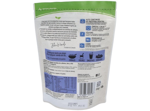Semillas De Cañamo Molidas Lino Y Chia 200Gr. Bio
