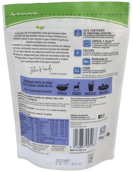Semillas De Cañamo Molidas Lino Y Chia 200Gr. Bio