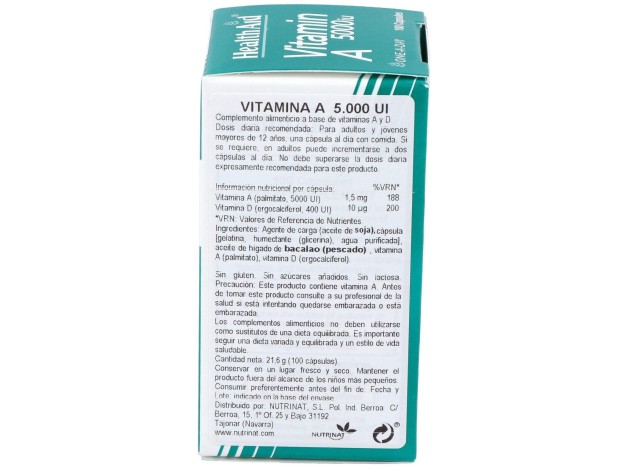 Vit A 5000Ui Con Vit D 400Ui 100Cap. Health Aid