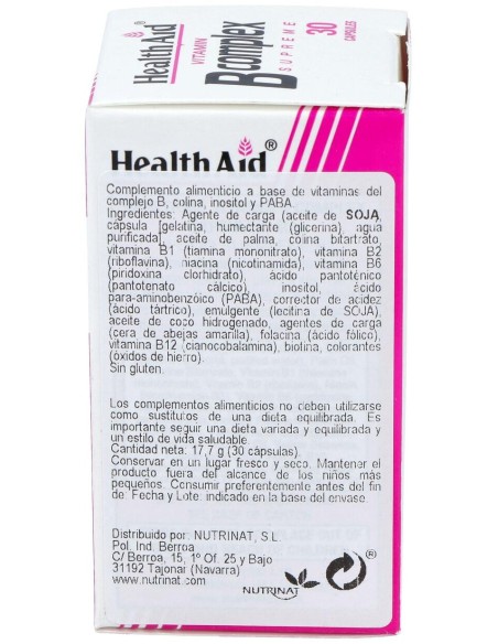 Vit B Complex 30Cap. Health Aid