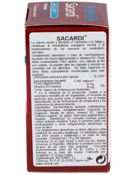 Sacardi (Saccharomyces Boulardii) 30Vcaps.