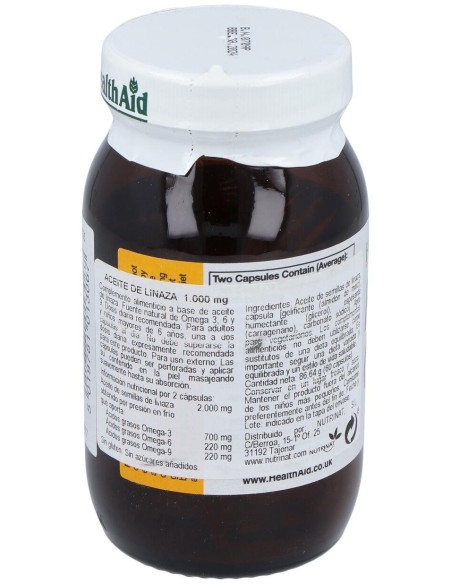 Aceite De Linaza Flaxseed Oil 60Cap. Health Aid
