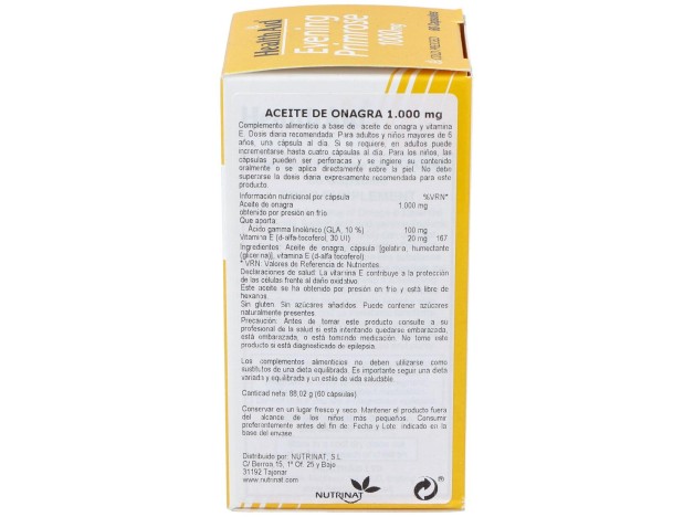 Aceite De Onagra 1.000Mg. 60Cap. Health Aid