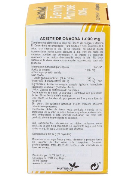 Aceite De Onagra 1.000Mg. 60Cap. Health Aid