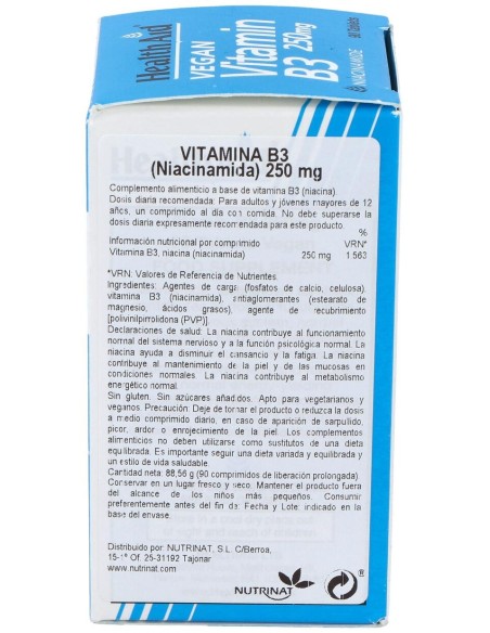 Healthaid Vitamina B3 (Niacinamida) 250Mg 90Comp