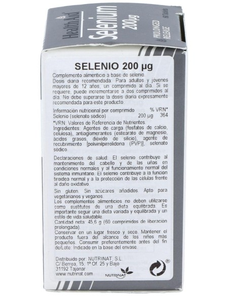 Healthaid Selenio 200 Gr 60 Comprimidos