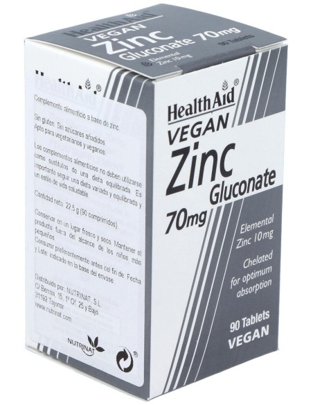 Healthaid Gluconato De Zinc 70 Mg 90 Comprimidos