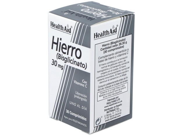 Hierro Bisglycinate Iron+Vit.C 30Comp Health Aid
