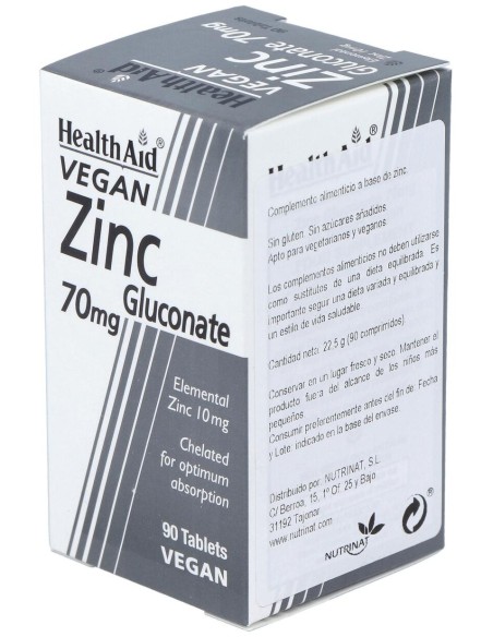 Healthaid Gluconato De Zinc 70 Mg 90 Comprimidos